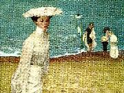 unknow artist woman in white on a beach oil painting reproduction